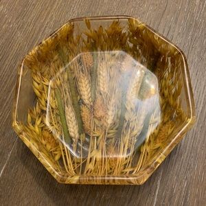 Unique Vintage Resin Octagonal Shaped Bowl.  Pressed Wheat.  Made in Italy